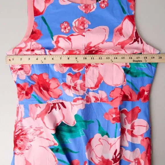 Tahari ASL Floral Midi Dress 14 A-Line Baby Shower Wedding Guest Vacation Resort - Picture 8 of 10